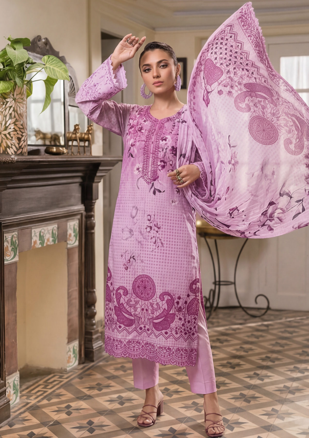 3 Piece - Embroidered Lawn - Fantak Elegant V306 - 9