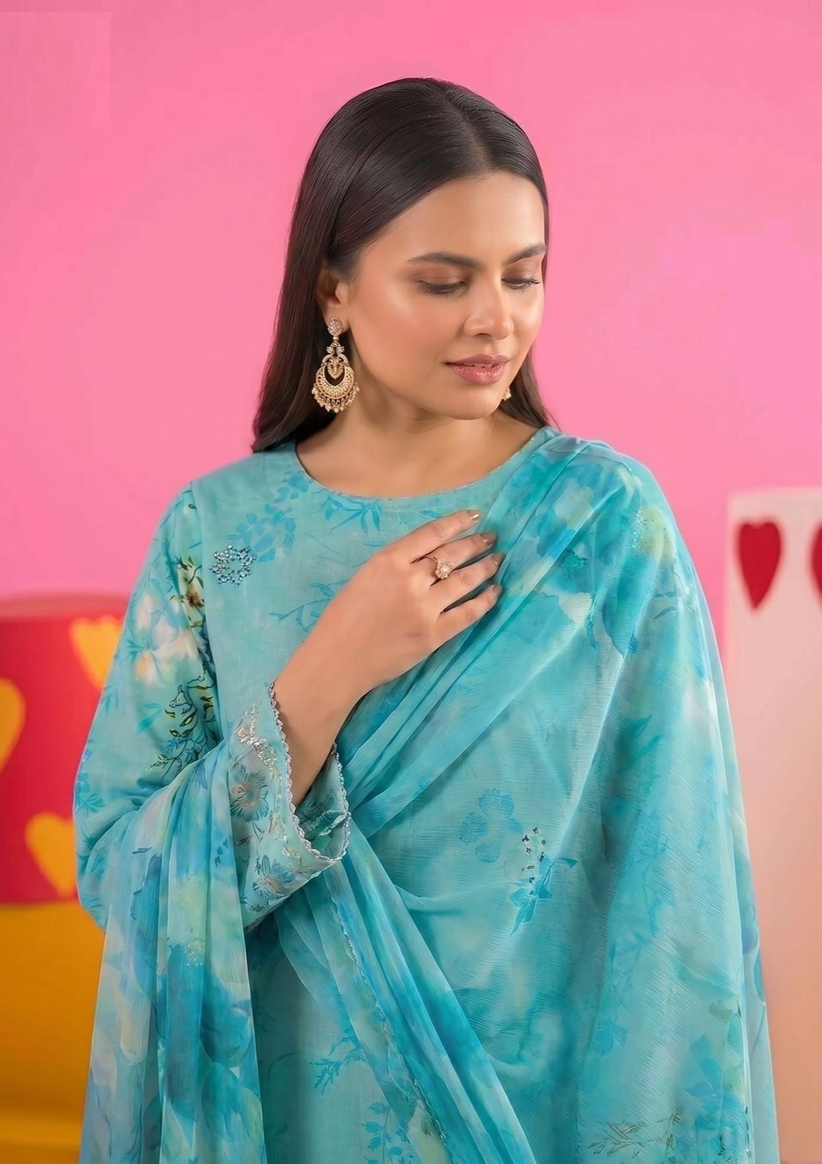 3 Piece - Embroidered Lawn - Fantak Amber V307 - 9