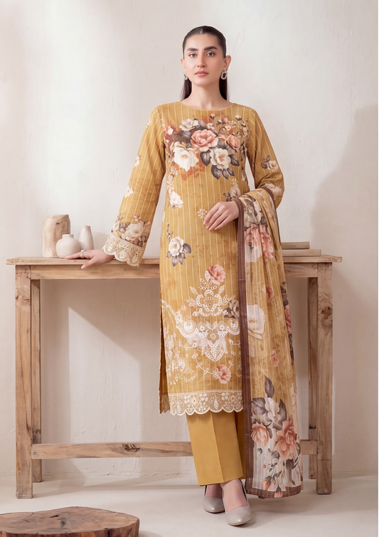 3 Piece - Embroidered Lawn - Fantak Luxe V303 - 09