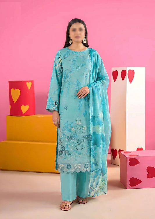 3 Piece - Embroidered Lawn - Fantak Amber V307 - 9