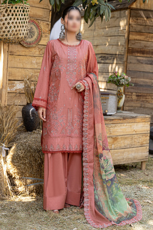 3 Piece - Embroidered Lawn - Andaz 104