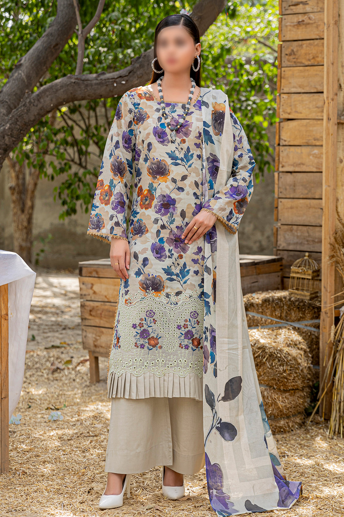 3 Piece - Embroidered Lawn  - Bloom 503