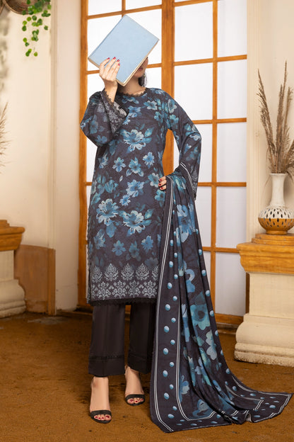 3 Piece - Digitally Printed Linen Slub - WD410