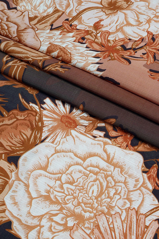 3 Piece - Digitally Printed Doriya Viscose - WD312
