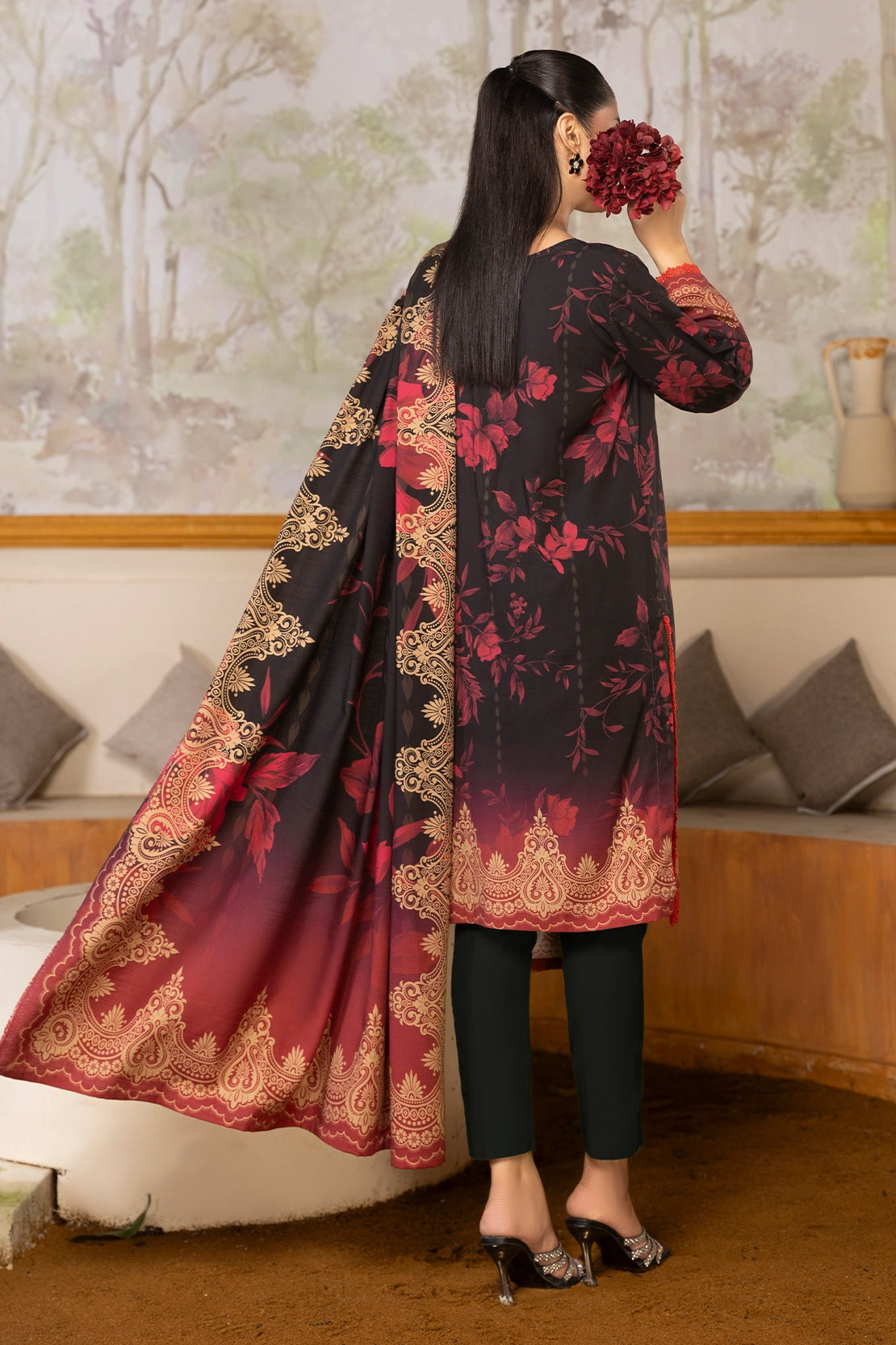 3 Piece - Digitally Printed Linen Slub - WD407
