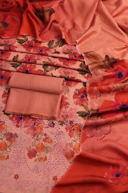 3 Piece - Embroidered Doriya Linen - WD1603