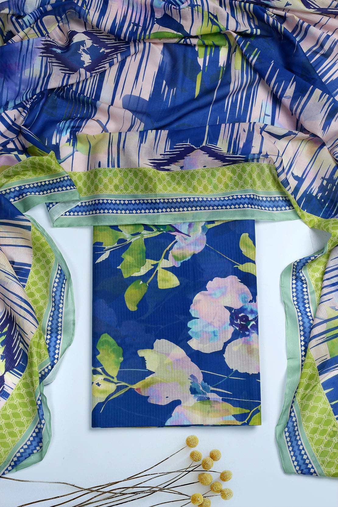 3 Piece - Digitally Printed Doriya Lawn - D1812