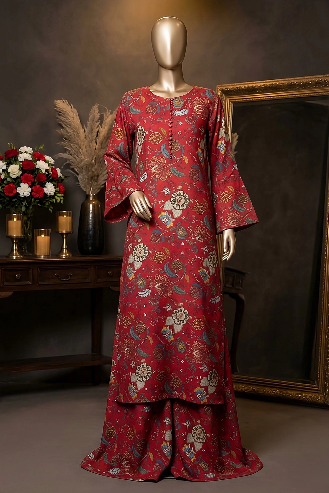 2 Piece - Digitally Printed Lawn - Coral 11406