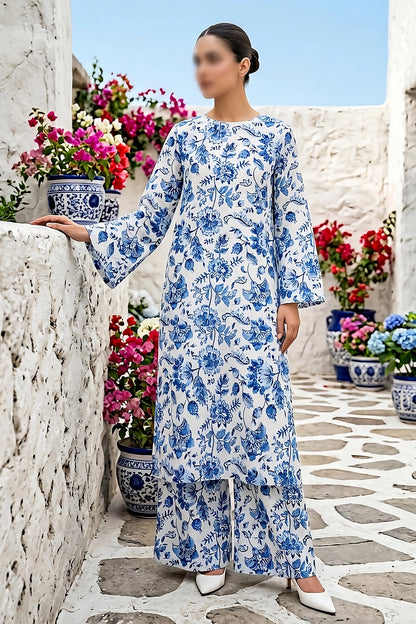 2 Piece - Digitally Printed Lawn - Coral 11411