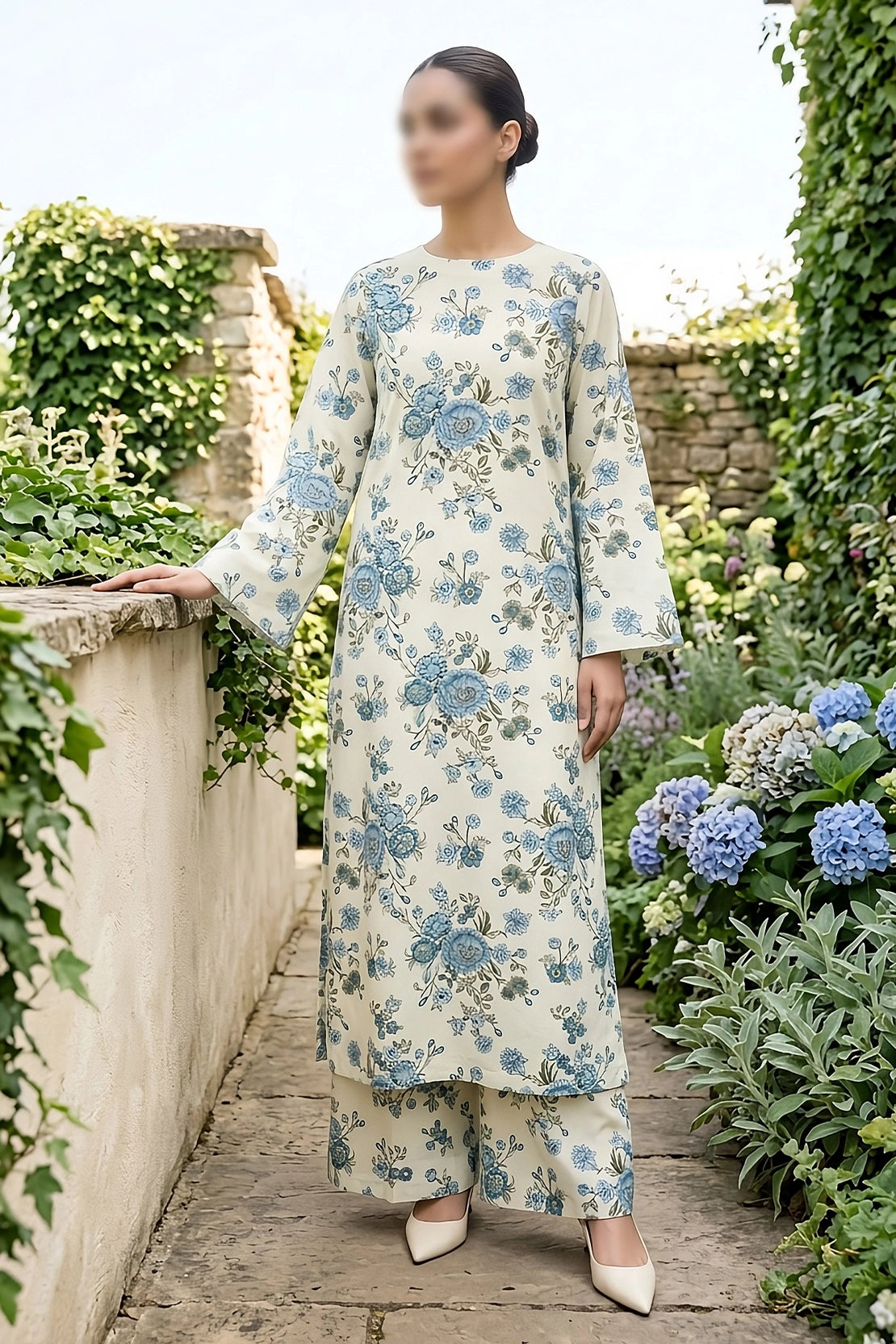 2 Piece - Digitally Printed Lawn - Coral 11412