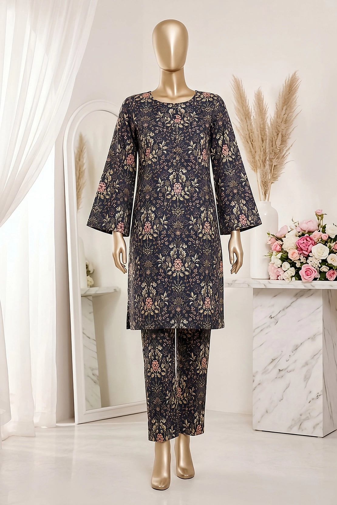 2 Piece - Digitally Printed Lawn - Coral 11401