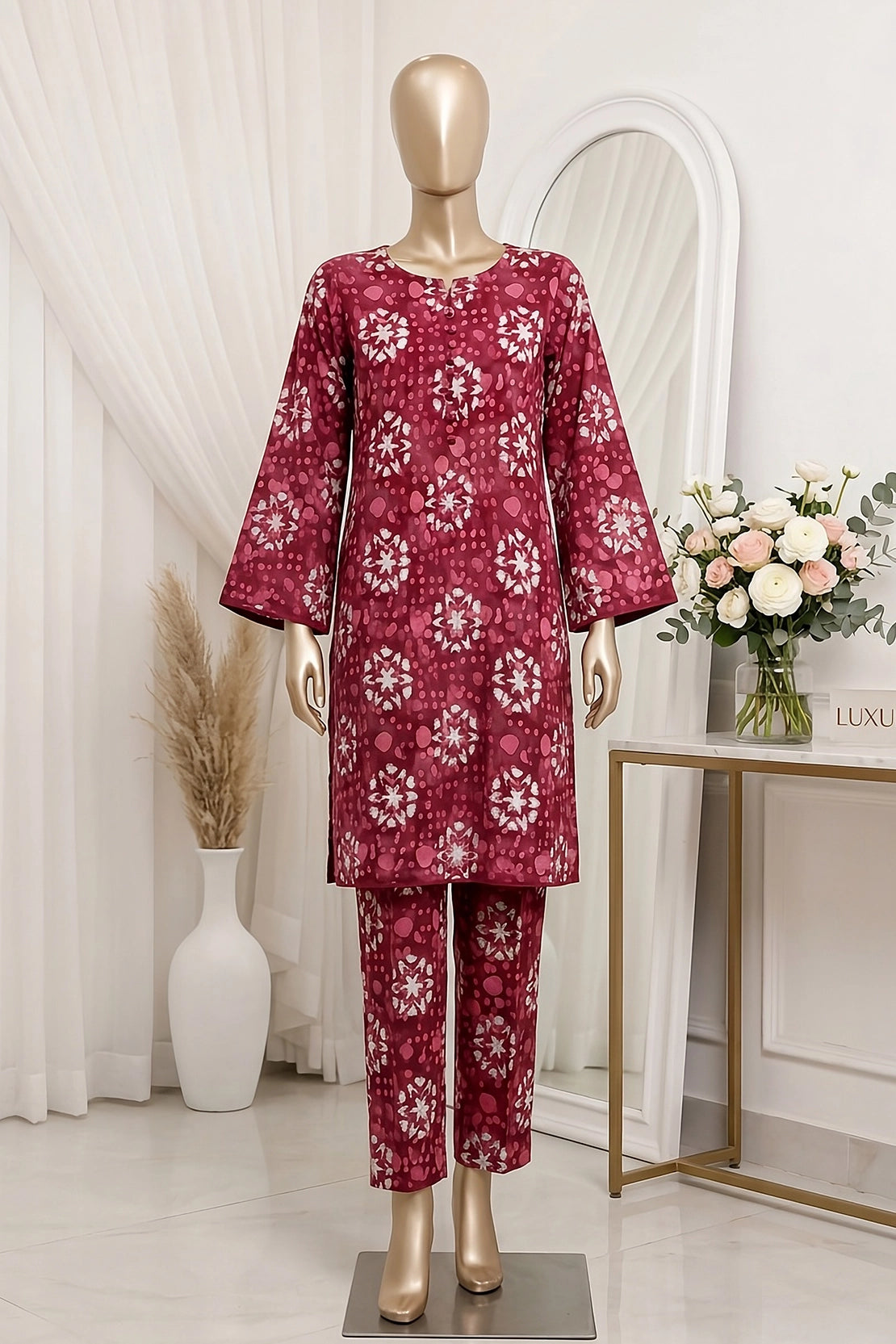 2 Piece - Digitally Printed Lawn - Coral 11402