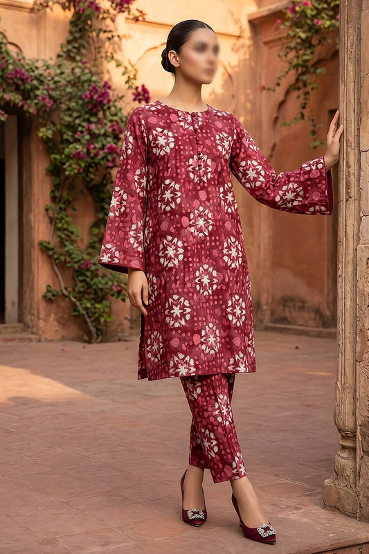 2 Piece - Digitally Printed Lawn - Coral 11402