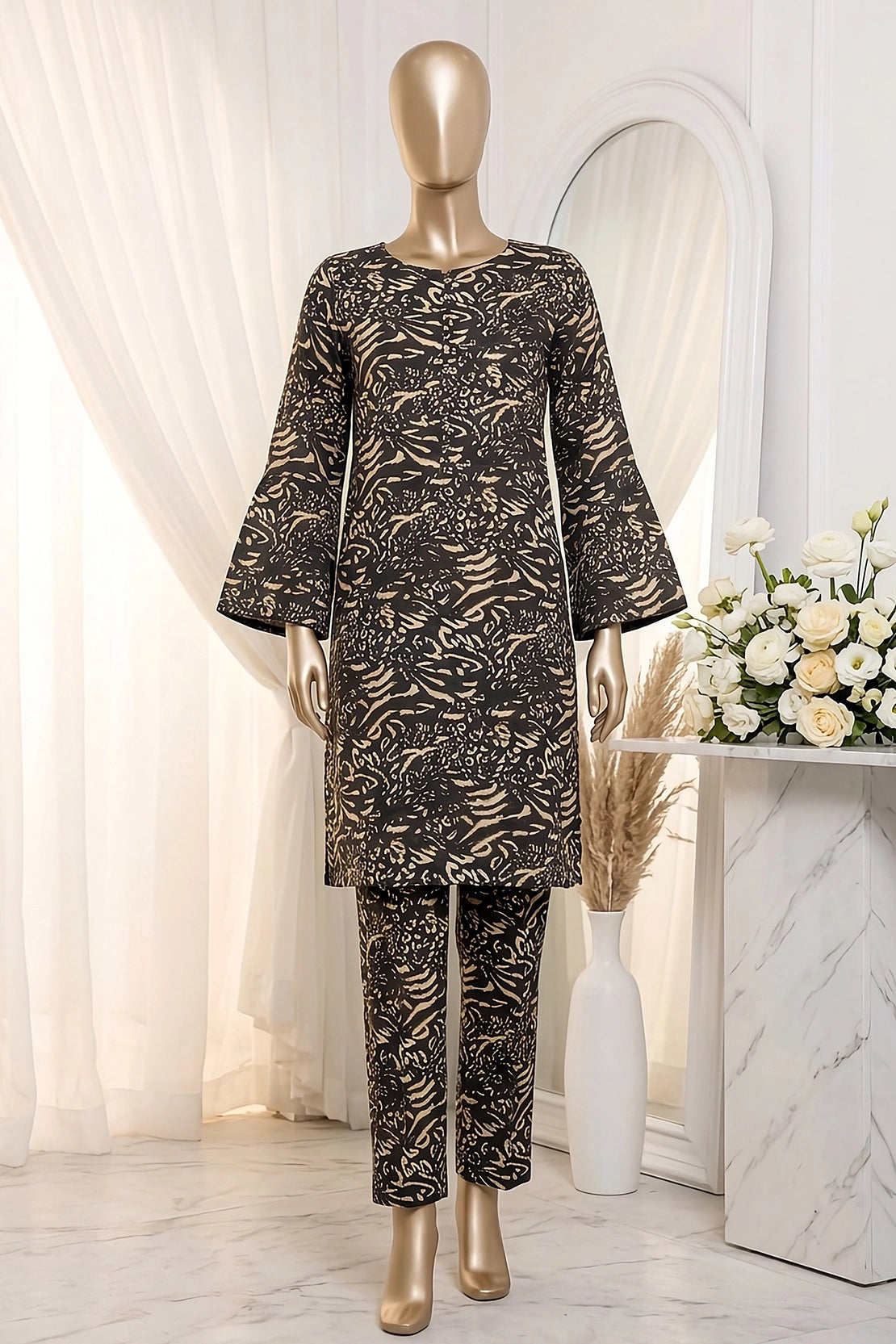2 Piece - Digitally Printed Lawn - Coral 11403