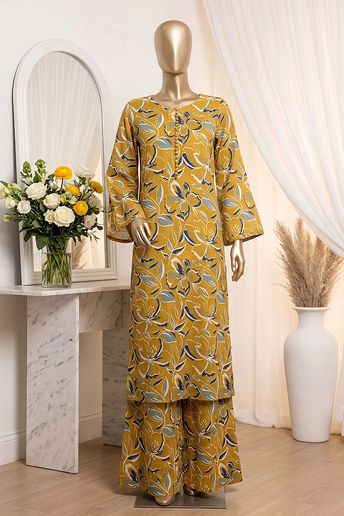 2 Piece - Digitally Printed Lawn - Coral 11404