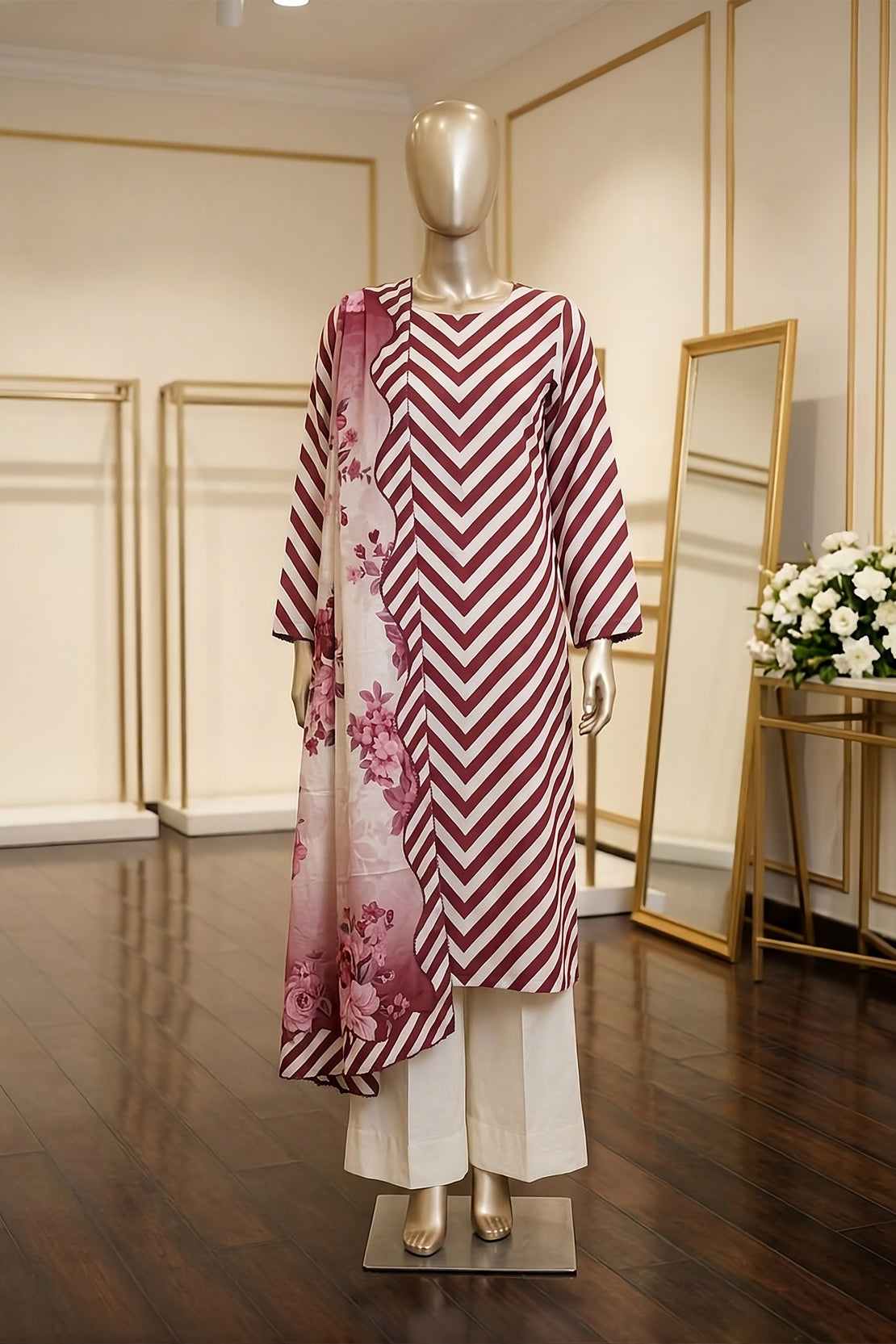 3 Piece - Digitally Printed Slub Lawn - F84 - D4901