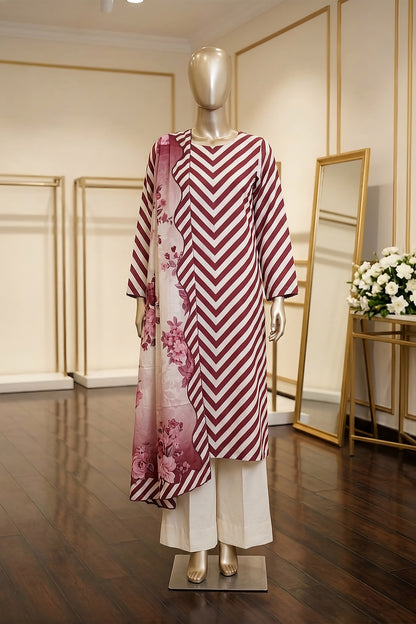 3 Piece - Digitally Printed Slub Lawn - F84 - D4901