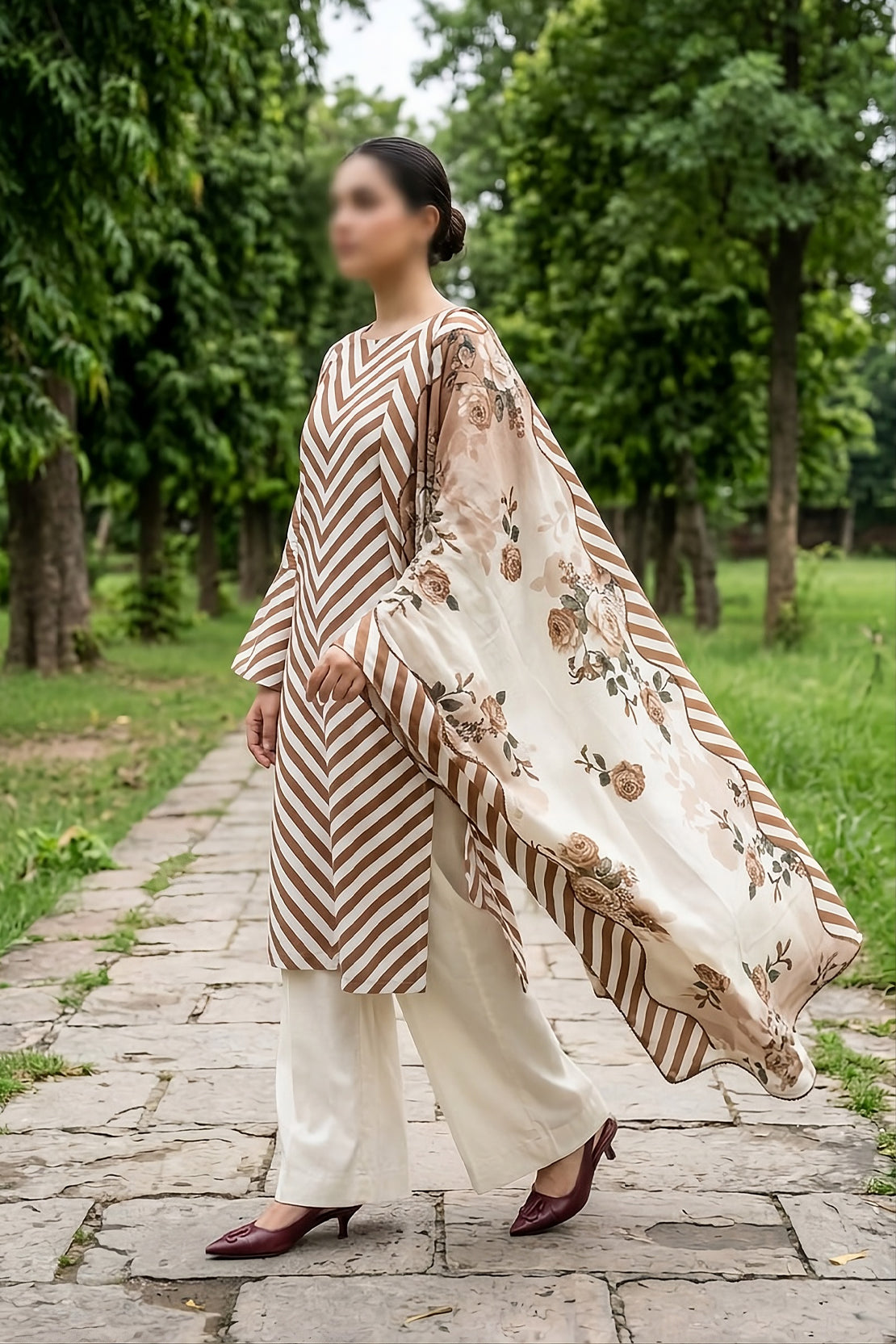 3 Piece - Digitally Printed Slub Lawn - F84 - D4903