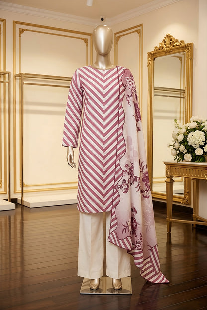 3 Piece - Digitally Printed Slub Lawn - F84 - D4904