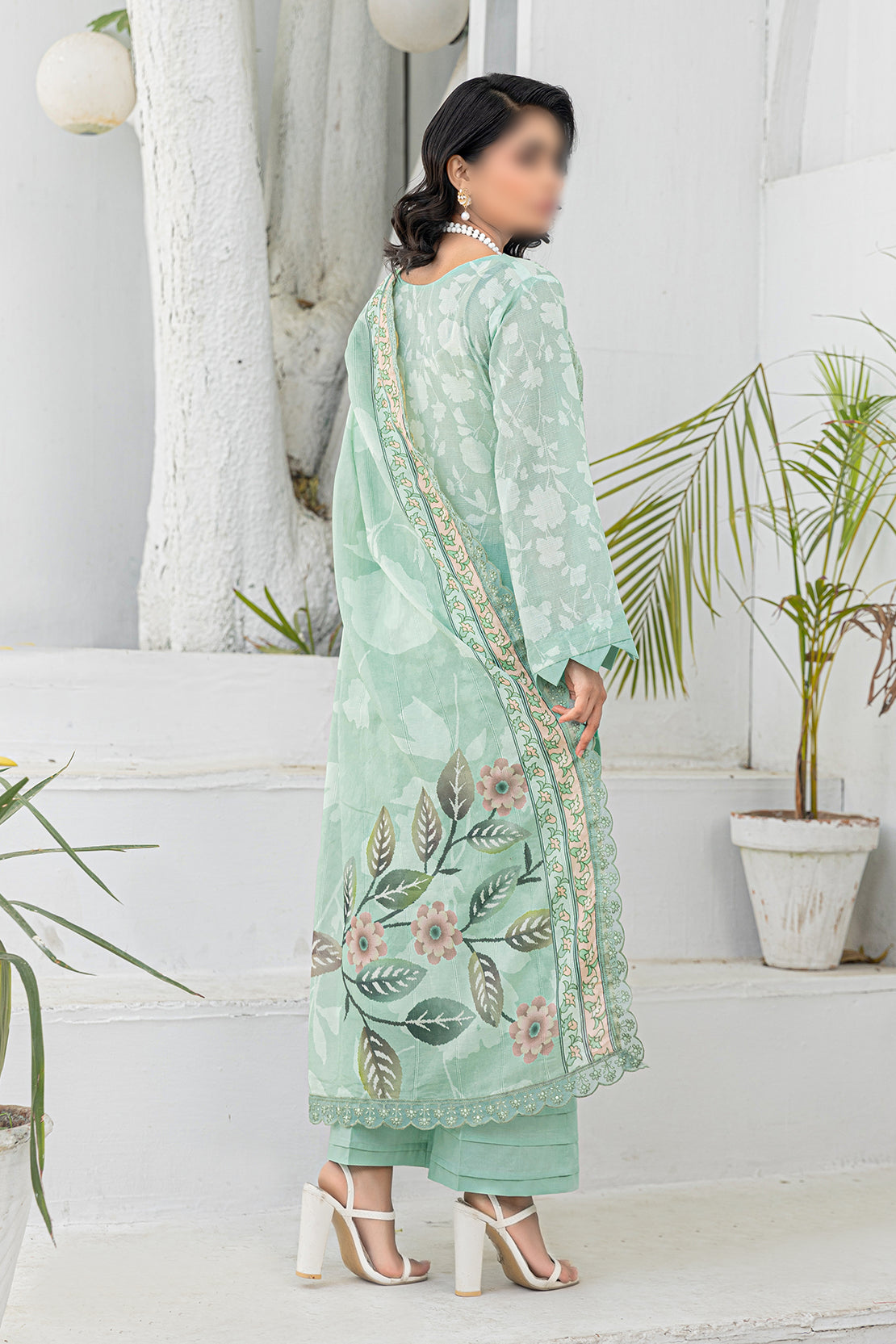 3 Piece - Embroidered Lawn - Afrozeh 201