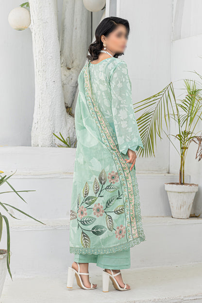 3 Piece - Embroidered Lawn - Afrozeh 201