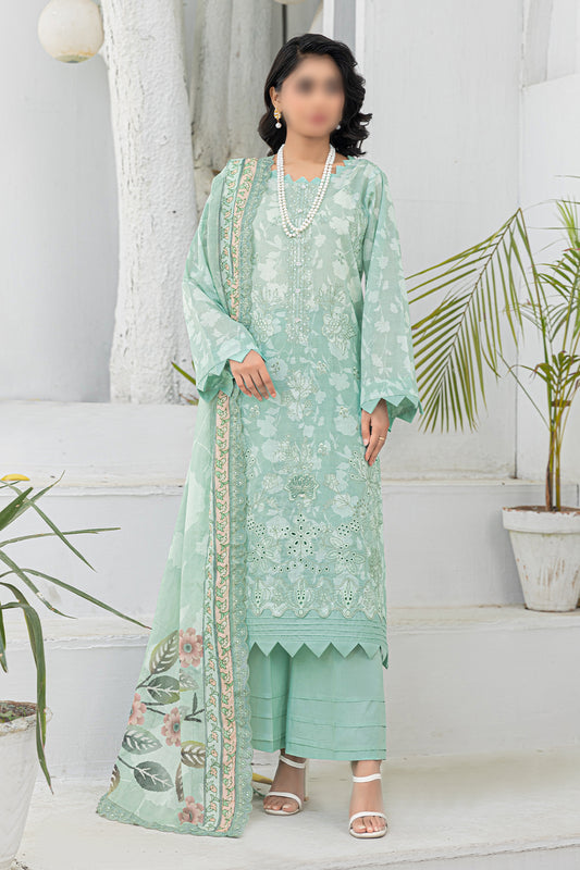 3 Piece - Embroidered Lawn - Afrozeh 201