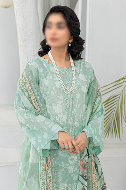 3 Piece - Embroidered Lawn - Afrozeh 201