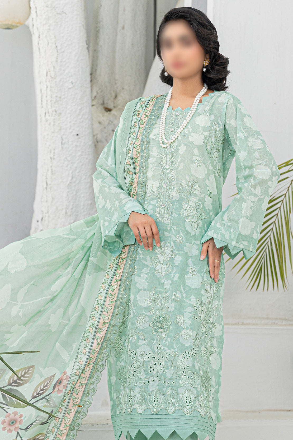 3 Piece - Embroidered Lawn - Afrozeh 201