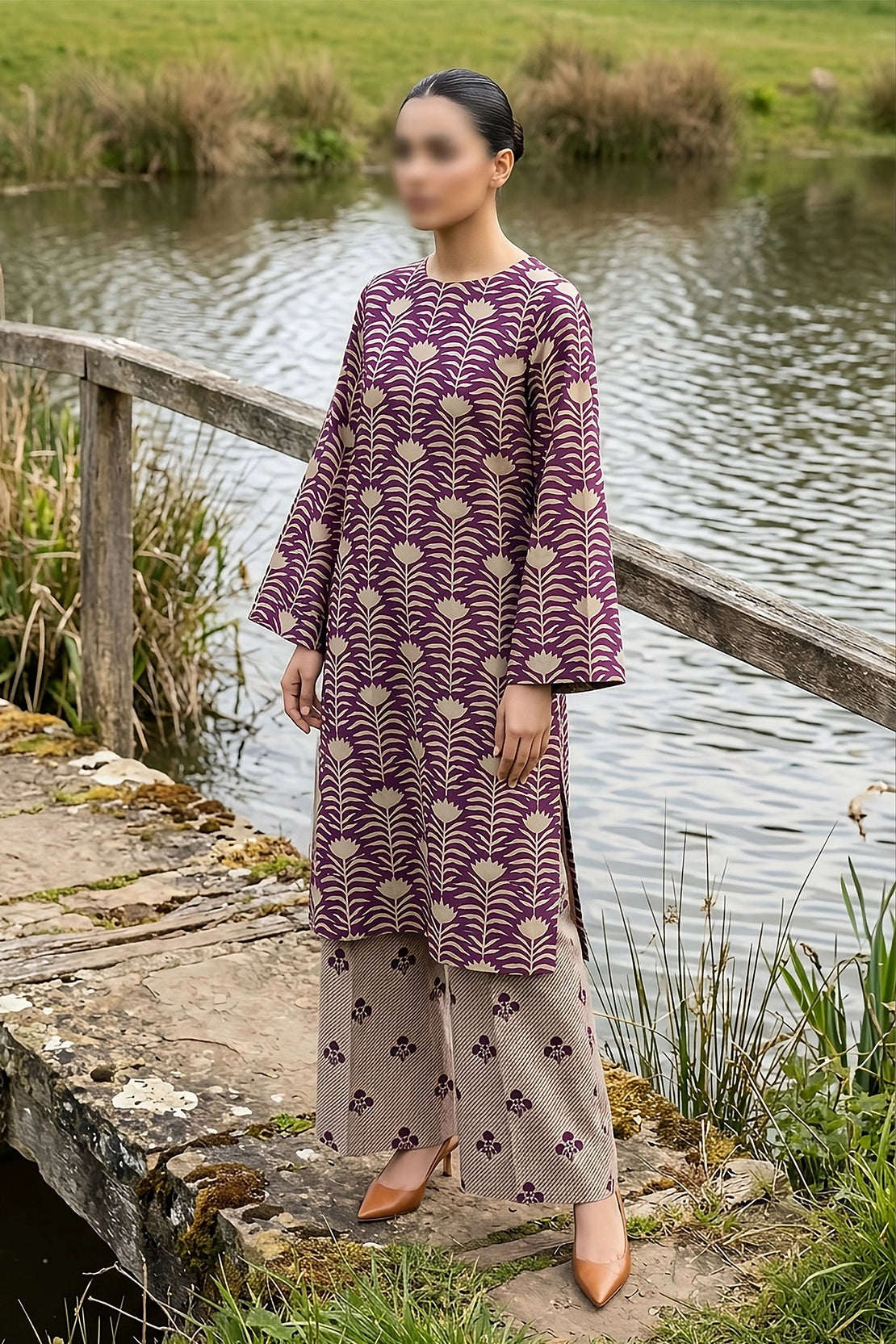 2 Piece - Digitally Printed Lawn - B39 - D5102