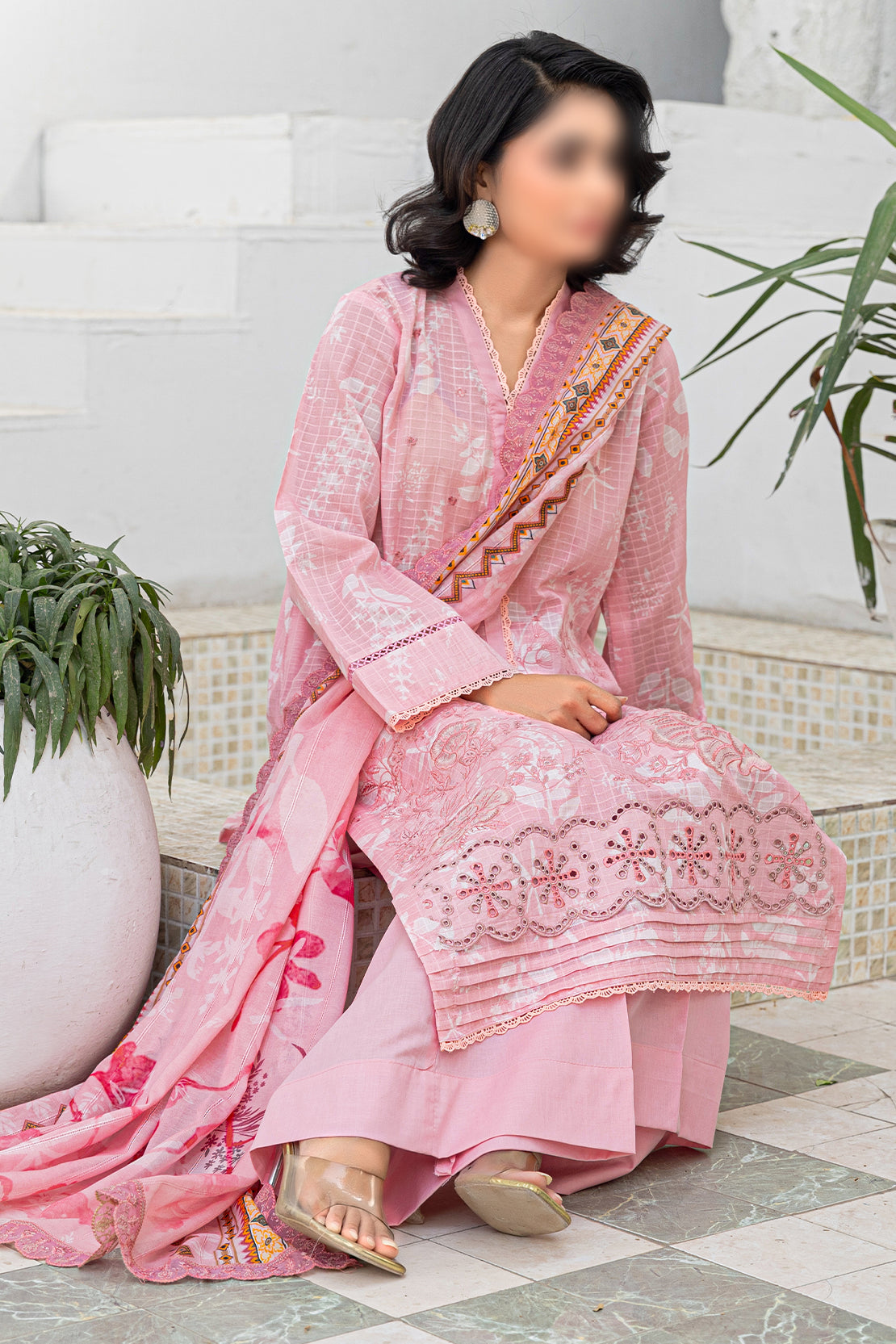 3 Piece - Embroidered Lawn - Afrozeh 204
