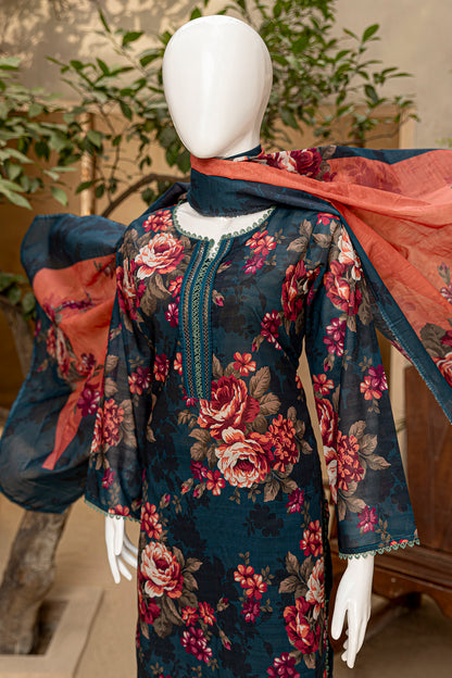 3 Piece - Digitally Printed Doriya Lawn - D701