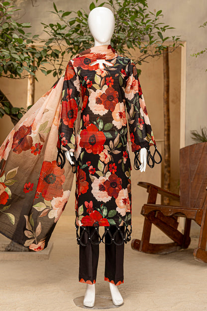 3 Piece - Digitally Printed Doriya Lawn - D703