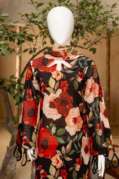 3 Piece - Digitally Printed Doriya Lawn - D703