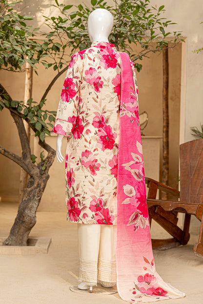 3 Piece - Digitally Printed Doriya Lawn - D704