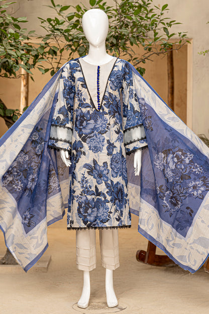 3 Piece - Digitally Printed Doriya Lawn - D706