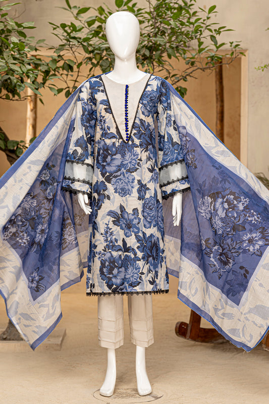 3 Piece - Digitally Printed Doriya Lawn - D706