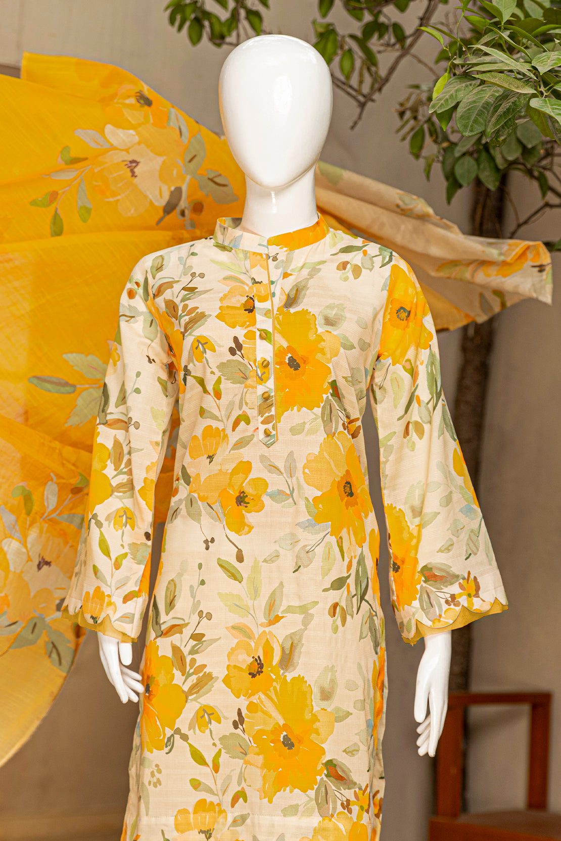 3 Piece - Digitally Printed Doriya Lawn - D707