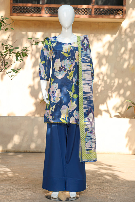 3 Piece - Digitally Printed Doriya Lawn - D801
