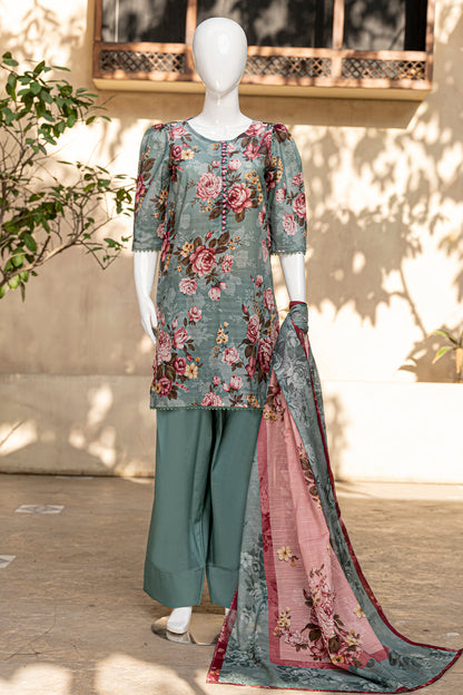 3 Piece - Digitally Printed Doriya Lawn - D802