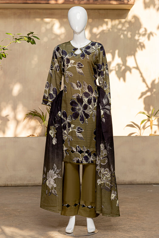3 Piece - Digitally Printed Doriya Lawn - D804