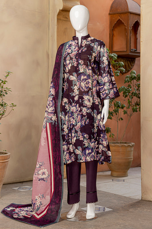 3 Piece - Digitally Printed Doriya Lawn - D805