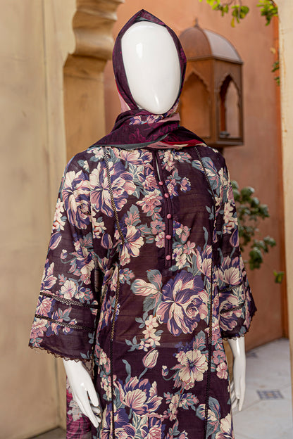 3 Piece - Digitally Printed Doriya Lawn - D805