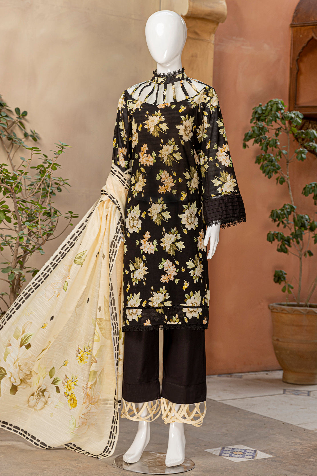 3 Piece - Digitally Printed Doriya Lawn - D807