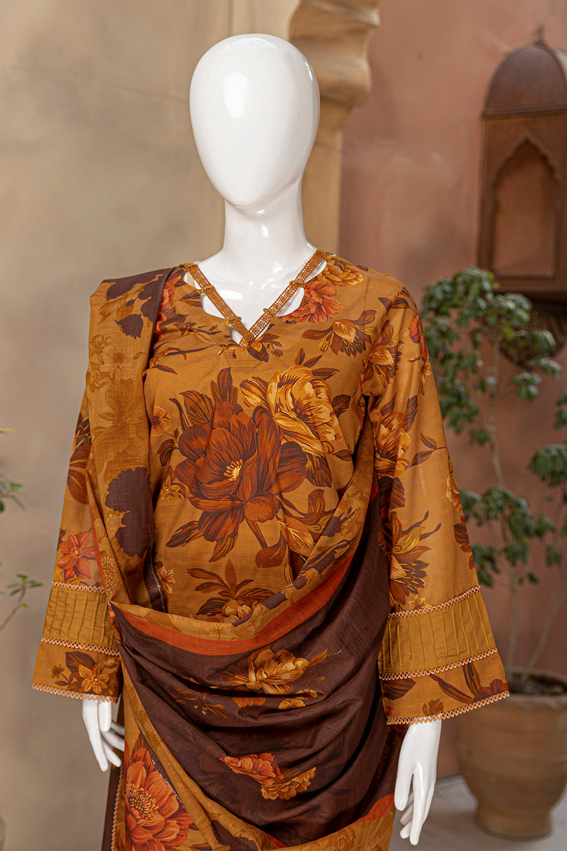 3 Piece - Digitally Printed Doriya Lawn - D808