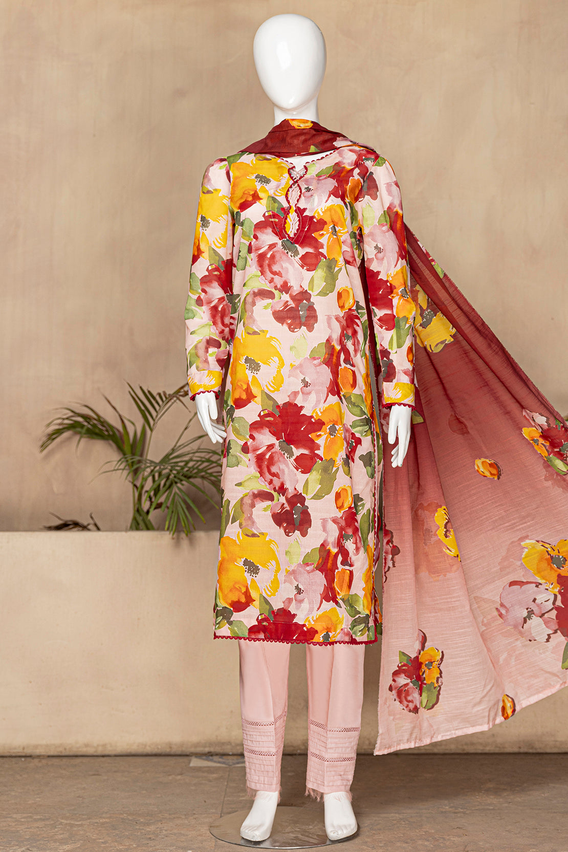 3 Piece - Digitally Printed Doriya Lawn - D809