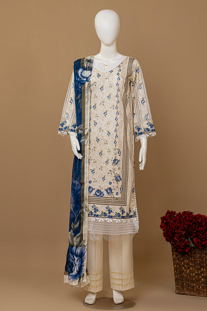 3 Piece - Digitally Printed Lawn - D901