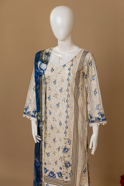 3 Piece - Digitally Printed Lawn - D901