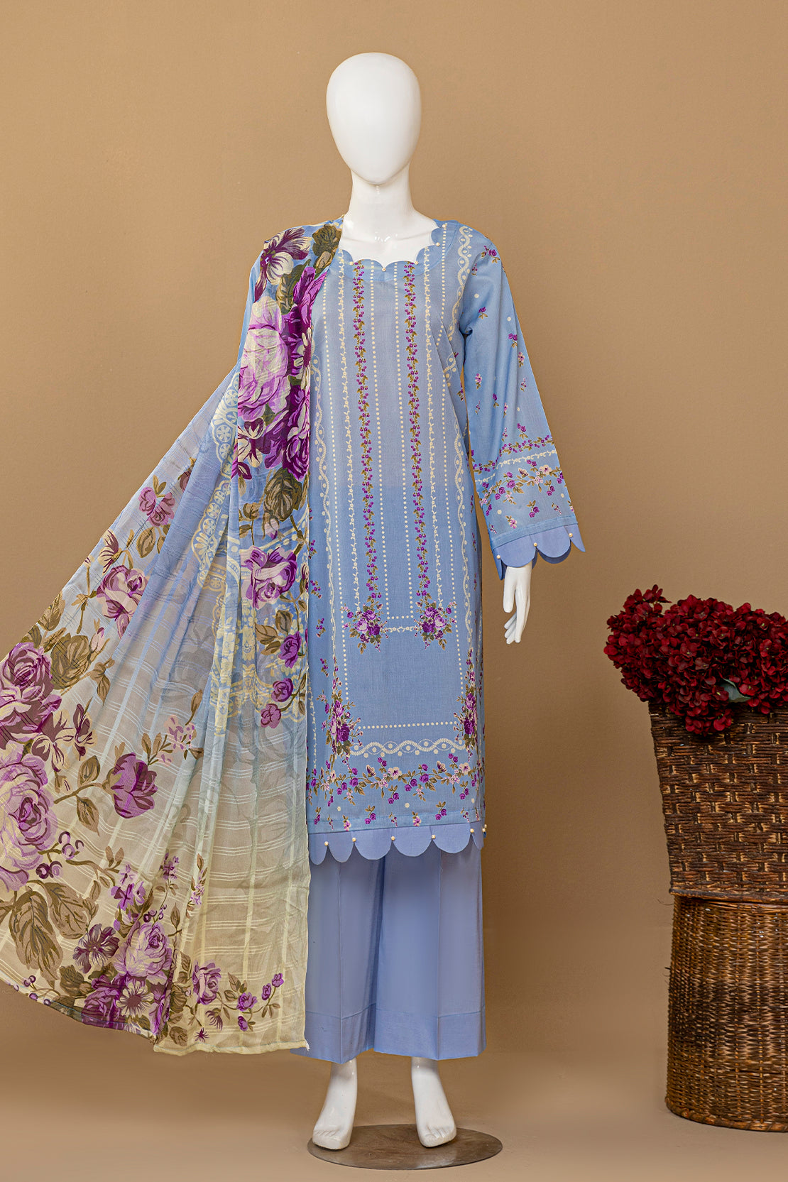 3 Piece - Digitally Printed Lawn - D906