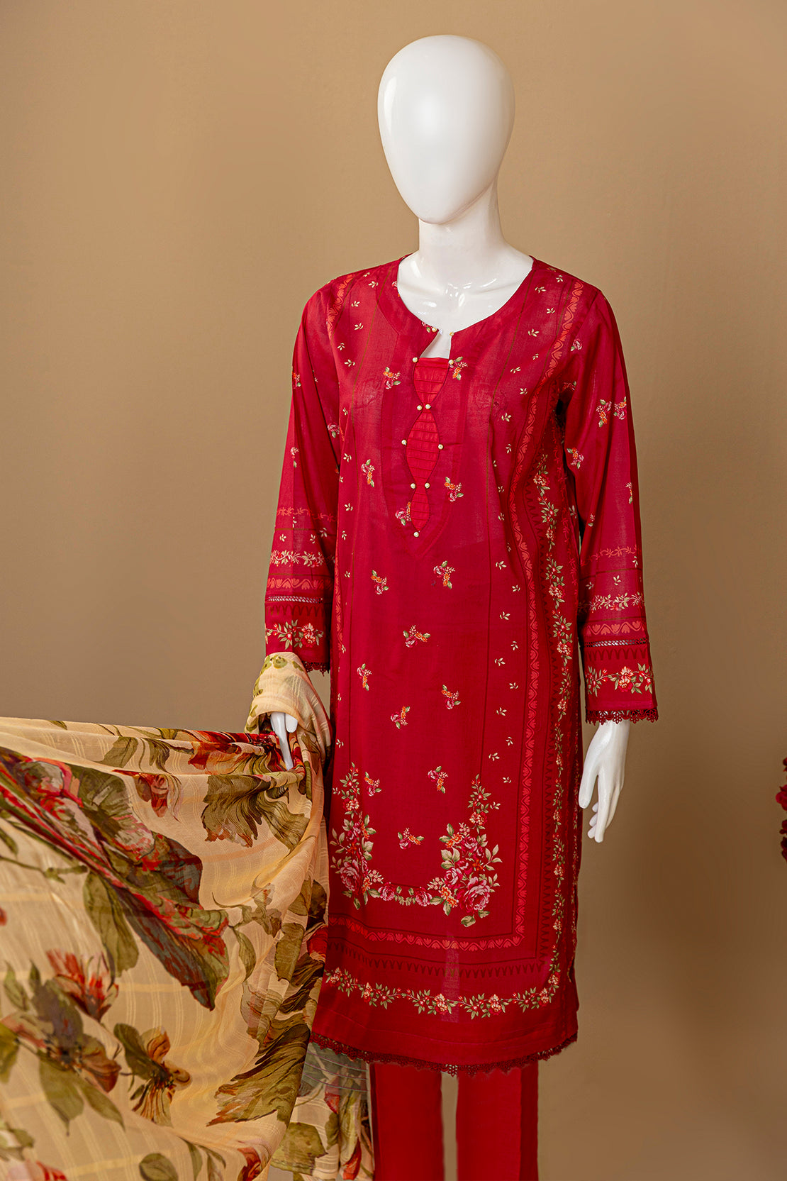 3 Piece - Digitally Printed Lawn - D907