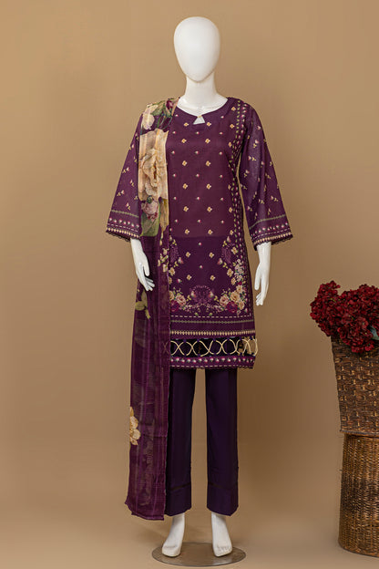 3 Piece - Digitally Printed Lawn - D909